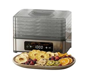 Black+Decker - Déshydrateur alimentaire 400 W | 5 plateaux transparents 29x21 cm | Commande tactile digitale | Température réglable 35-70 °C | Minuteur 48 h | Arrêt automatique | Sans BPA