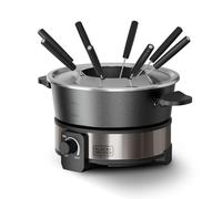 Black+Decker- Fondue Électrique BXFC1000E | 1000W | Thermostat 200°C | Cuve 2L | Pour Fromage, Chocolat, Bouillon, Huile | 8 Fourchettes | Antiadhésif sans PFOA | Lave-vaisselle