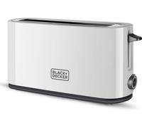 BLACK+DECKER Grille-pain BXTO1001E, Grille-pain à fentes longues, 7 niveaux de brunissage, Centrage automatique du pain, Tiroir ramasse-miettes amovible, Blanc