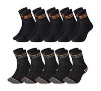BLACK+DECKER Heavy Fabric Crew Lot de 10 paires de chaussettes de travail unisexe en coton renforcé Noir/gris 39-42 43-46 47-49 50-52 - Noir - 39-42