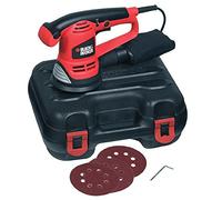 Black+Decker KA191EK-QS Ponceuse Excentrique Filaire - Poignée Ergonomique - Variateur de Vitesse - 3 Abrasifs - Livrée en Coffret, 480 W Orange