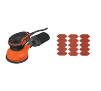 Black & Decker KA199-QS Ponceuse excentrique 240 W & STANLEY - 15 Feuilles abrasifs à doigts velcro - STA32477-XJ, Marron