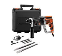 BLACK+DECKER KD990KA-QS Perforateur Pneumatique Filaire - Poignée Latérale - Guide de Profondeur - 2 Burins - 3 Forets - Livrée en Coffret 850W