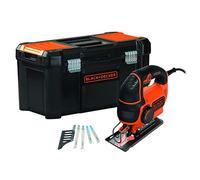 BLACK+DECKER KS901PEKA5-QS Scie sauteuse pendulaire filaire - 620W - 4 Positions de 22,5° à 45° - 90 mm dans le bois - 8 mm dans l'acier - 3000 crs/min - 5 lames - Livrée en boite à outils