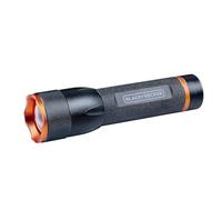 BLACK+DECKER Lampe de poche LED 500 Lumens - Lampe Torche 10W - Portée de 100 mètres - 3 Modes d'éclairage: Haut, Bas, Pulsant - Noir/Orange
