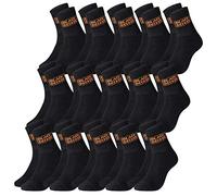 BLACK+DECKER Lot de 15 paires de chaussettes de travail unisexes pour homme - 39-42 43-46 47-49 50-52 - Coton renforcé - Noir et gris - Taille : 39-42 - Couleurs : 15 paires noir/noir