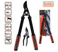 BLACK+DECKER - Lot de sécateurs 53.3 cm et 20.3 cm - Noir/Orange