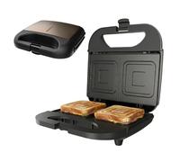 BLACK+DECKER - Machine à Sandwich 750W | 2 Sandwiches Forme Carrée | Fermeture Totale | Plaques Antiadhésives | Voyant Température Optimale | Poignée Froide au Toucher | Range-câble | Sans BPA