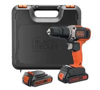 BLACK+DECKER Marteau perforateur sans fil 18V à 2 vitesses avec 2 batteries 1.5Ah et chargeur 400mA, couple 45Nm, lampe de travail LED, BCD003C2K-QW