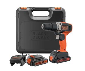 BLACK+DECKER Marteau perforateur sans fil 18V à 2 vitesses avec 2 batteries 1.5Ah et chargeur 400mA, couple 45Nm, lampe de travail LED, BCD003C2K-QW
