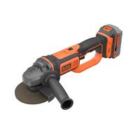 BLACK+DECKER Meuleuse d'angle sans fil - 8 600 trs/min - Changement d'accessoire avec outil - 1 disque de tronçonnage - Livrée en sac de rangement, Orange/Noir, 1 batterie
