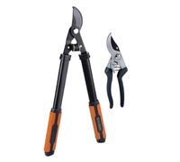 BLACK+DECKER Outils de Coupe 2 pièces - Cisaille à Branches 53,3 cm - Sécateur de Jardin 20,3 cm - Outillage Jardinage - Noir/Orange