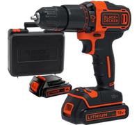 BLACK+DECKER Perceuse à percussion sans fil 18V avec 2 vitesses et 2 batteries BDCHD18K1B2