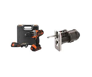 BLACK+DECKER Perceuse MultiEvo + Tête de scie sauteuse + 2 Batteries