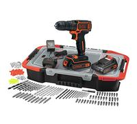 BLACK + DECKER Perceuse sans fil Lithium 18 V - 2 batteries - Coffret 160 accessoires -BDCDC18BAST-QW G