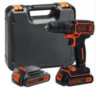 Black & Decker BDCDD186KB perceuse Sans clé Noir, Orange