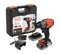 BLACK+DECKER Powerconnect 18 V Perceuse-Visseuse sans Fil avec 2 Batteries 2, 0 Ah, Chargeur 1 A et Kitbox, BCD382D2XK-QW