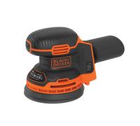 BLACK+DECKER BDCROS18N-XJ Ponceuse excentrique sans fil 18V - Plateau de 125 mm - Vitesse de 12 000 orb/min - Orbite : 1,3 mm, Noir/Orange, Sans batterie ni chargeur