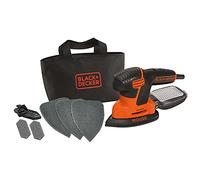 BLACK+DECKER Ponceuse Mouse filaire 120W, Orange/Noir, 3 Accessoires KA2000-QS