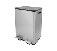 BLACK+DECKER Poubelle de tri sélectif Duo BXBN0003GB de 40 litres avec Fermeture Douce, Fabrication en Acier Inoxydable, 60 cm x 39,5 cm x 34 cm, Gris Froid