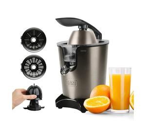 BLACK+DECKER - Presse-Agrumes à Levier 350W | Moteur AC Pro | 2 Cônes | Corps Inox | Réservoir 0,65L/Versement Continu | Anti-Goutte | Filtre Pulpe | Pièces Lavables Lave-Vaisselle | Sans BPA