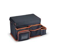 BLACK+DECKER Rangement Coffre de Voiture - Coffre Attelage 47,5 x 25 x 30 cm - avec Plusieurs Compartiments - Organisateur de Voiture Incl. 2 Porte-Gobelets - Noir