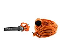 BLACK+DECKER Souffleur Axial Filaire 1850W, Souffleur de Feuilles Mortes avec 2 Vitesses et Racloir Intégré, Volume de soufflerie 12,75 m3/Min & Zenitech - Prolongateur 16A HO5VV-F 2x1,5 Orange 25m