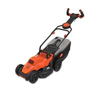 BLACK+DECKER Tondeuse Filaire 1400W, Tondeuse à Gazon Electrique 34 cm, 6 hauteurs réglables 20, 30, 40, 50, 60 et 70 mm, Tondeuse avec Poignée EASYSTEER 3 Positions, BEMW461ES-QS Orange