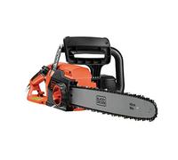 BLACK+DECKER Tronçonneuse filaire - 12,5 m/s - Réservoir de 150 ml transparent - Tendeur de chaine sans outil - Griffe 5 dents - Interrupteur double commande, Orange, 45 cm