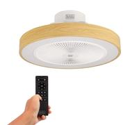 Black et Decker Ventilateur de plafond BXEFC60E - Lumière LED plafonnier réglable intégrée - Diamètre 49 cm - 20W - Blanc et bois