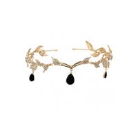 (Black Diamond,Glod)Bridal Crystals Tiara Crown Leaf Alloy Bridal Crown for Women Princess Headband Retro Rhinestone Hair Accessories
