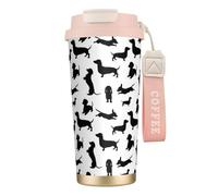 Black Dogs Teckel Tasse à café à double paroi en acier inoxydable 316, durable, isolée et élégante pour les amateurs de café et de thé