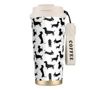 Black Dogs Teckel Tasse à café à double paroi en acier inoxydable 316, durable, isolée et élégante pour les amateurs de café et de thé