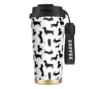 Black Dogs Teckel Tasse à café à double paroi en acier inoxydable 316, durable, isolée et élégante pour les amateurs de café et de thé