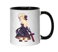 Black Dress Sword Fighter Pin Up Babe Tasse à thé café en céramique Noir