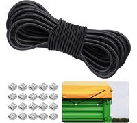 Black Elastic Bungee Cord 8 Mm X 10 M For Tarpaulins-Perfect For Trailers And Tents-Pack Of 20 9 Mm Sleeves