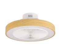 Black et Decker Ventilateur de plafond BXEFC60E - Lumière LED plafonnier réglable intégrée - Diamètre 49 cm - 20W - Blanc et bois