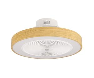 Black et Decker Ventilateur de plafond BXEFC60E - Lumière LED plafonnier réglable intégrée - Diamètre 49 cm - 20W - Blanc et bois
