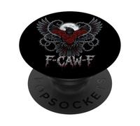Black F-caw-f Crow Gothic Red Roses drôles Black Bird Moon PopSockets PopGrip Adhésif
