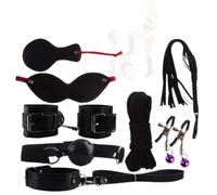 Black Fashionable Soft Leather Yoga Indoor Game Ŝex Toý 8 Sets Of Role-Play Accessories.