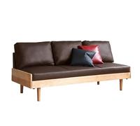 Black Faux Leather Small Office Couch Loveseat Sofa with Wood Arms,Mid Century Modern Love Seat Sofas for Living Room Bedroom(D,210x80x82cm)