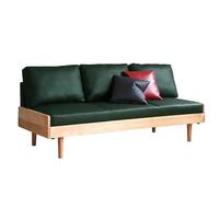 Black Faux Leather Small Office Couch Loveseat Sofa with Wood Arms,Mid Century Modern Love Seat Sofas for Living Room Bedroom(C,210x80x82cm)