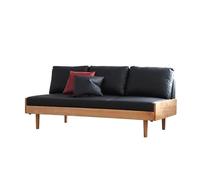 Black Faux Leather Small Office Couch Loveseat Sofa with Wood Arms,Mid Century Modern Love Seat Sofas for Living Room Bedroom(A,180x80x82cm)
