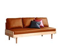 Black Faux Leather Small Office Couch Loveseat Sofa with Wood Arms,Mid Century Modern Love Seat Sofas for Living Room Bedroom(B,180x80x82cm)