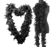 Black Feather Boa For Women, 2 Meters Long Feather Boa For Crafts Feather Boa Girl's Fancy Dress Accessories Carnival, Multicolor Feather Boas Dancing Wedding