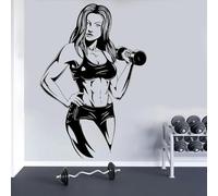Black Fitness Girls Musclé Gym Stickers muraux Fitness Women Studio Décoration Mural Mural amovible