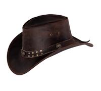 Black Forest Fox Buffalo Bill Chapeau de cowboy western en cuir pour homme et femme, marron, XXL
