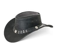 Black Forest Fox Buffalo Bill Chapeau de cowboy western en cuir pour homme et femme, Noir vintage., M