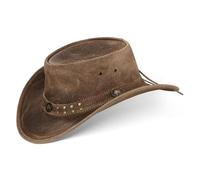 Black Forest Fox Buffalo Bill Western Cowboy Chapeau en cuir pour homme et femme, Marron vintage., M