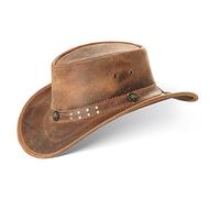 Black Forest Fox Buffalo Bill Western Cowboy Chapeau en cuir pour homme et femme, Renard marron., S